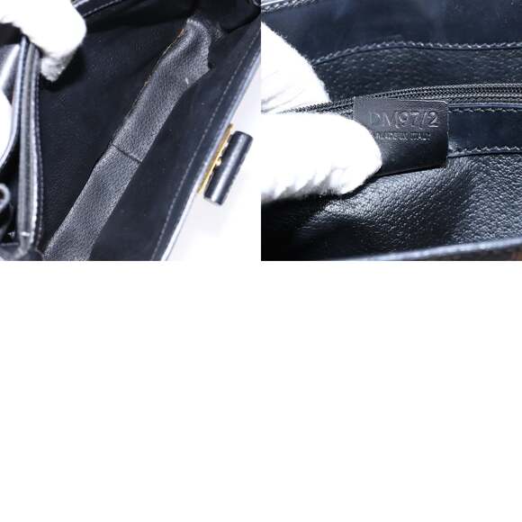 CELINE Macadam Canvas Hand Bag Pvc Leather Black Gold - Picture 13 of 13